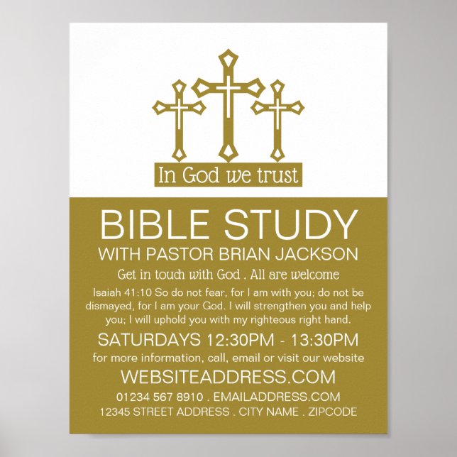 Gott vertrauen wir, Crucifix, Christliche Bibelkla Poster (Vorne)