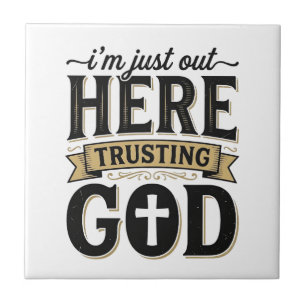 Gott vertrauendes christliches Zitat Vintage T-Shi Fliese