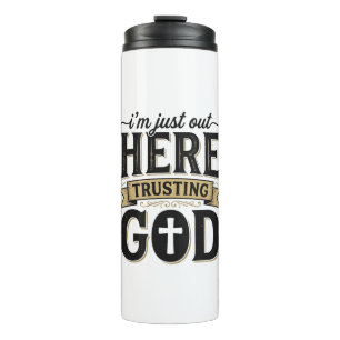 Gott vertrauendes christliches Zitat Vintage T-Shi Thermosbecher
