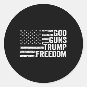 Gott Waffen Trump Freiheit - Christlich Lustig Pro Runder Aufkleber