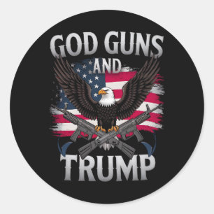 Gott Waffen Und Trump Adler Amerikanische Vintage- Runder Aufkleber
