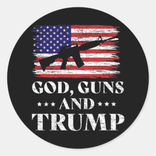 Gott Waffen und Trump-Shirt Runder Aufkleber