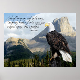 Gott wird dich mit seinem Flügel Psalm 91 bedecken Poster