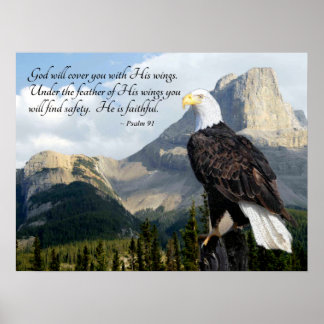 Gott wird dich mit seinem Flügel Psalm 91 bedecken Poster