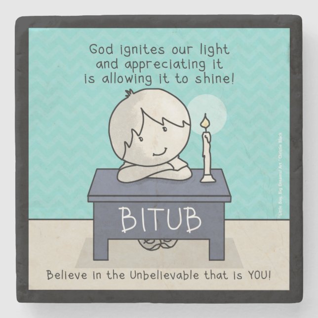 Gott zündet unser Licht Steinuntersetzer (Vorderseite)