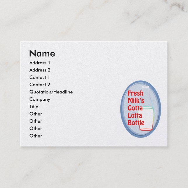 Gotta Lotta Flasche aus frischer Milch Visitenkarte (Vorderseite)
