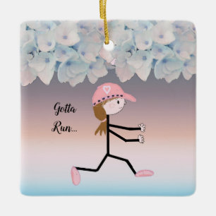 Gotta Run Female Running Floral Keramik Ornament