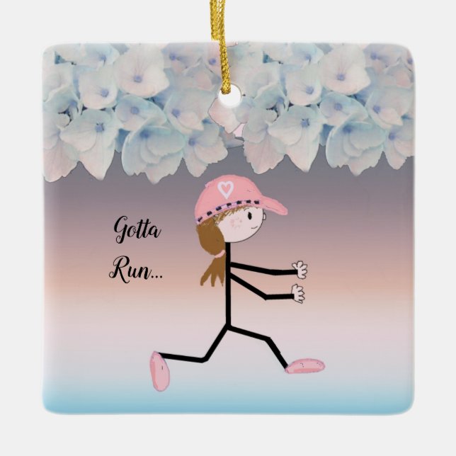 Gotta Run Female Running Floral Keramik Ornament (Vorderseite)
