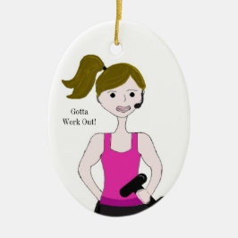 Gotta Work Out Female Brown Hair Weibchen Gewichth Keramik Ornament