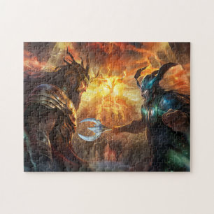 Götter Heimdall und Loki kämpfen bei Ragnarök Puzzle
