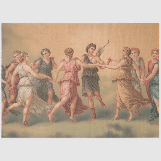 Götter tanzen in den Wolken mit Göttinnen Seidenpapier (Vorderseite)