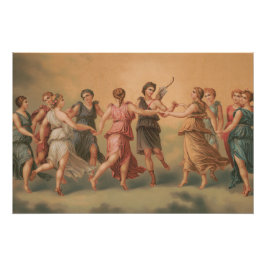 Götter tanzen in Wolken mit gottesglossen Poster