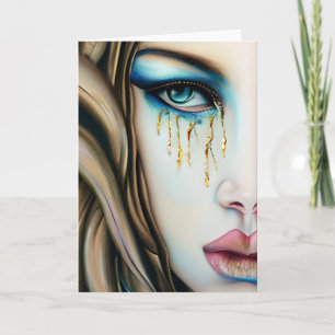 Göttergöttin mit blauen Augen und goldenen Tränen Karte