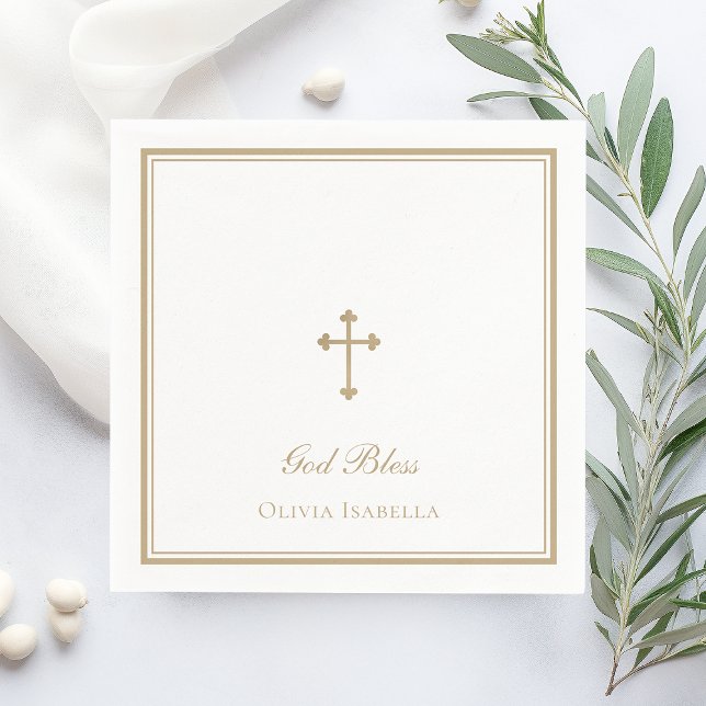 Gottes Bless Gold Cross Girl Taufe Serviette (Von Creator hochgeladen)