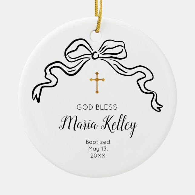 Gottes Bless Taufe Christliches Minimalistisches G Keramik Ornament (Vorne)