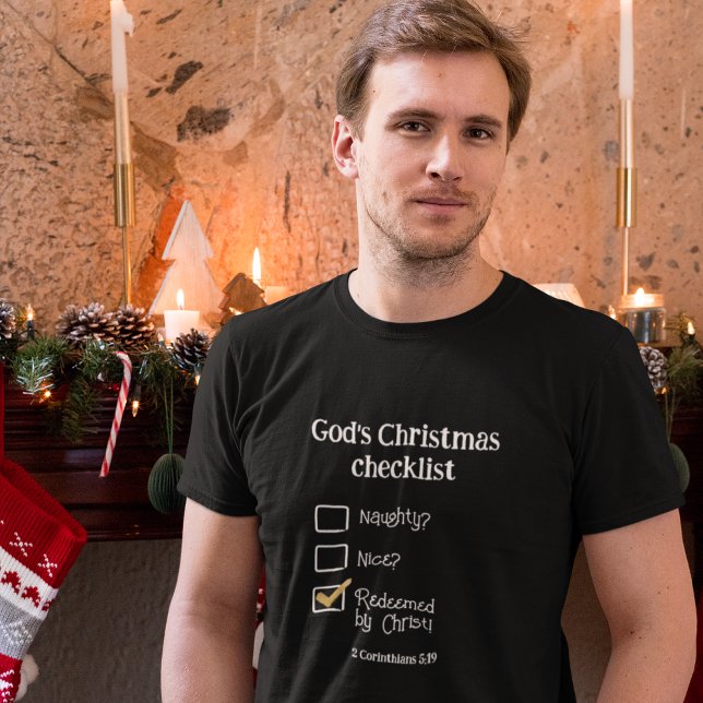 GOTTES CHRISTMAS CHECKLIST Christliche Männer T-Shirt (Von Creator hochgeladen)
