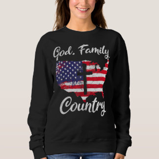 Gottes Familienland Christlich Kreuz Vintagen USA  Sweatshirt