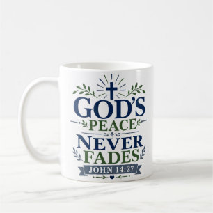 Gottes Frieden verblasst nie Morgen-Gebetszitat Kaffeetasse