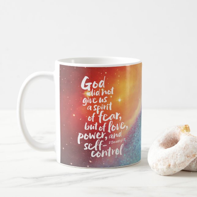 GOTTES Geist der Liebe - KEINE ANGST - Christliche Kaffeetasse (Mit Donut)