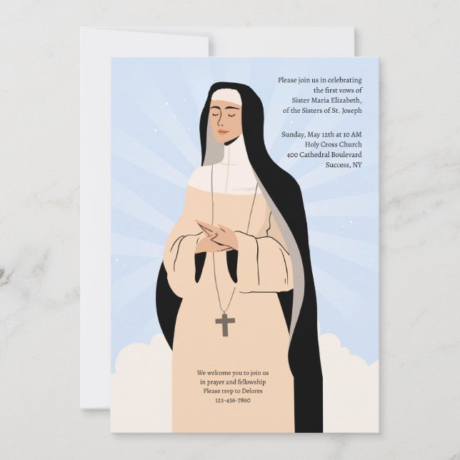 Gottes gewidmet Eingehen des Schleiers Einladung (Vorderseite)