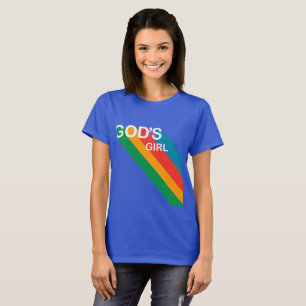 Gottes Girl Retro-Regenbogenschrift Christlich T-Shirt