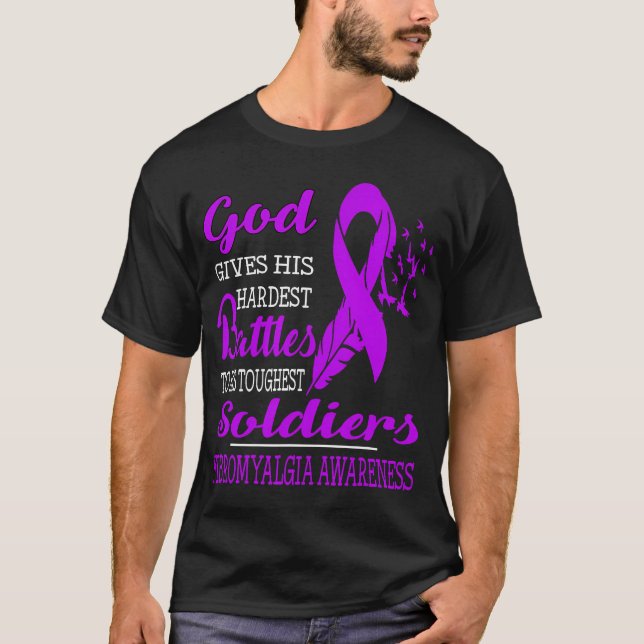 Gottes härteste Soldaten - Fibromyalgie-Bewusstsei T-Shirt (Vorderseite)