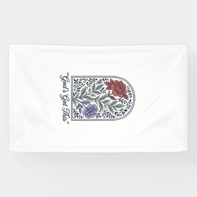 Gottes hat dies Vintage-Blumen-Glaube Banner (Horizontal)