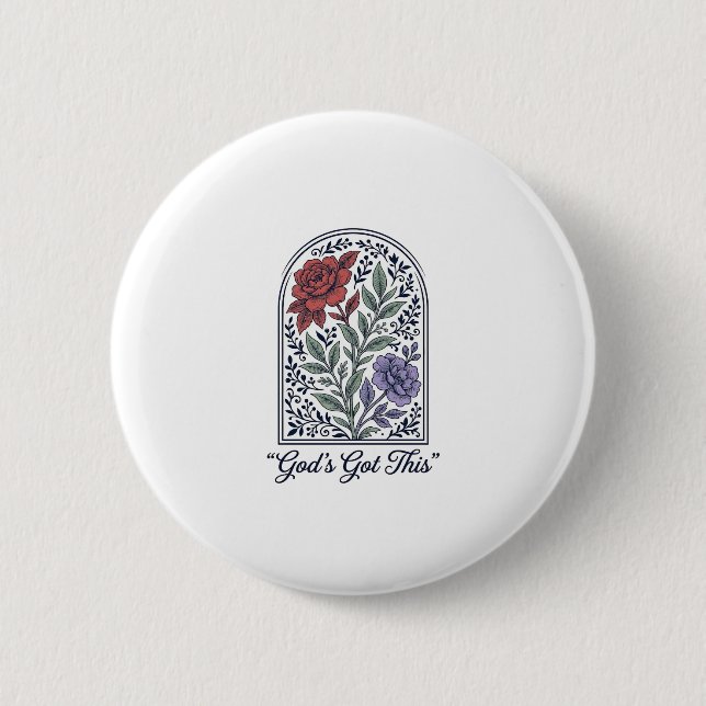 Gottes hat dies Vintage-Blumen-Glaube Button (Vorderseite)