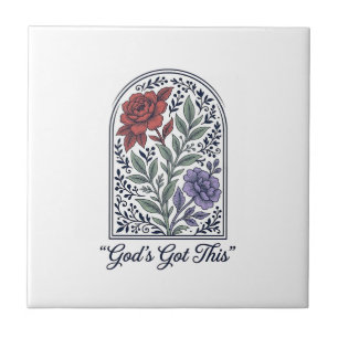 Gottes hat dies Vintage-Blumen-Glaube Fliese