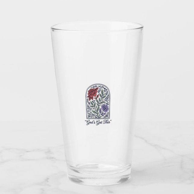 Gottes hat dies Vintage-Blumen-Glaube Glas (Vorderseite)
