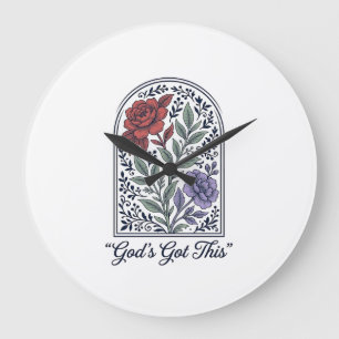 Gottes hat dies Vintage-Blumen-Glaube Große Wanduhr