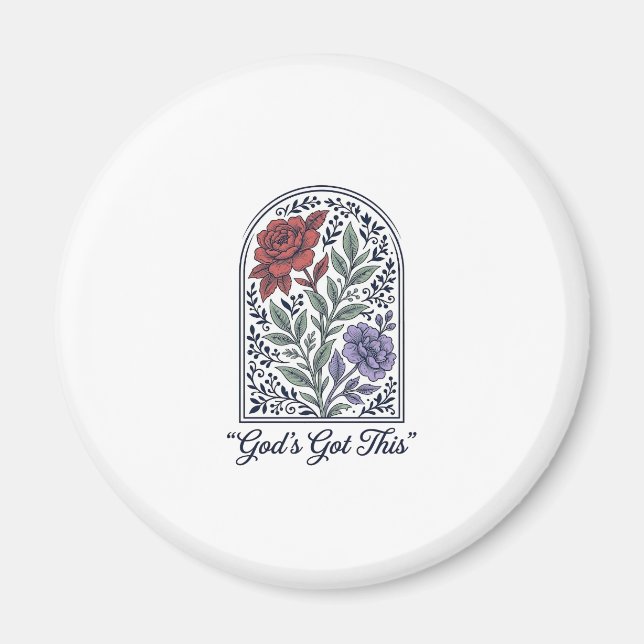 Gottes hat dies Vintage-Blumen-Glaube Magnet (Vorne)