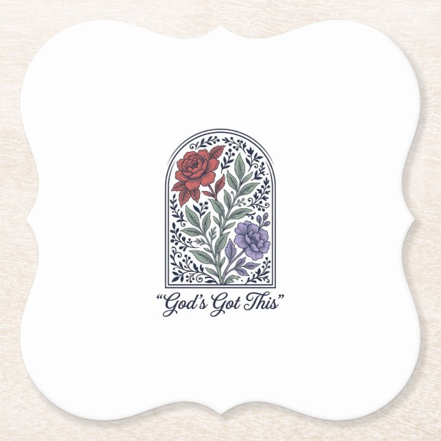 Gottes hat dies Vintage-Blumen-Glaube Untersetzer (Vorderseite)