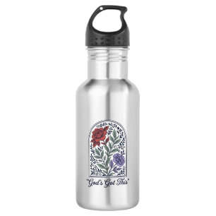 Gottes hat dies Vintage-Blumen-Motiv Glauben Edelstahlflasche