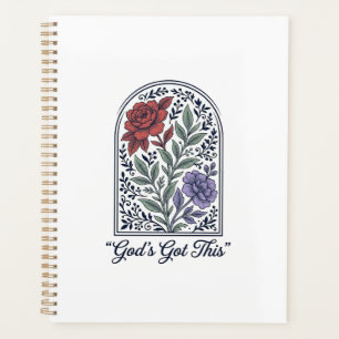 Gottes hat dies Vintage-Blumen-Motiv Glauben Planer