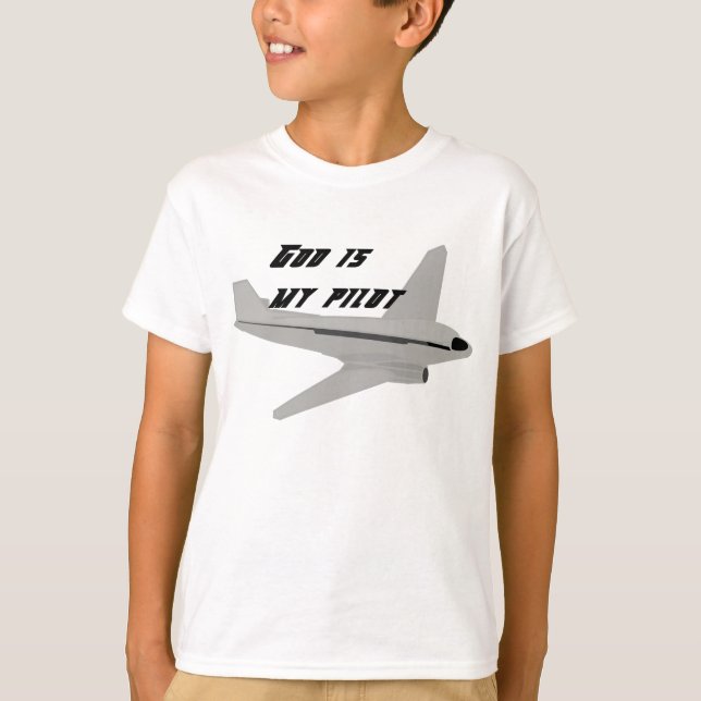 Gottes ist mein Pilot (graues Flugzeug) T-Shirt (Vorderseite)