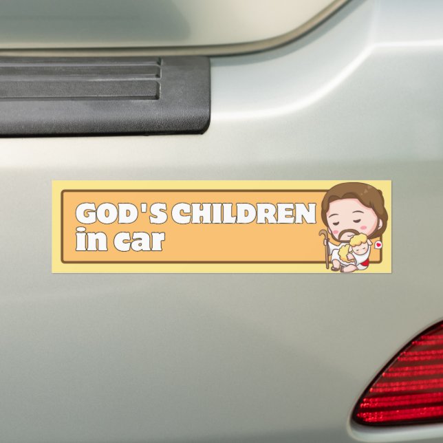 Gottes Kinder im Auto Niedlicher Cartoon Jesus & L Autoaufkleber (Auf Auto)