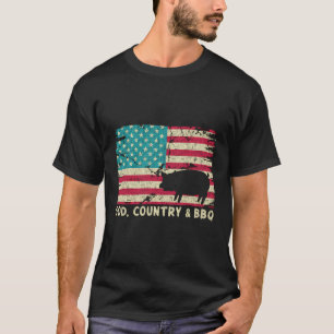 Gottes Land und Grillen Amerikanische Fahne Christ T-Shirt