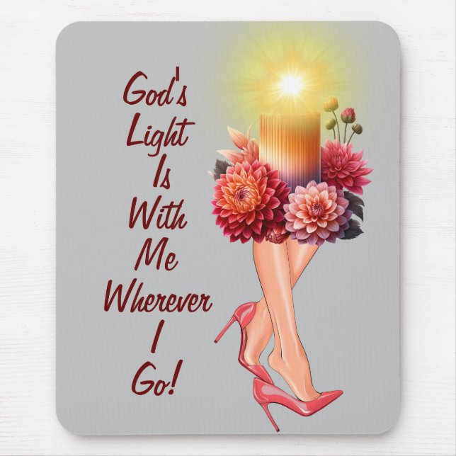 Gottes Licht ist bei mir, wohin ich auch gehe, ros Mousepad (Vorne)