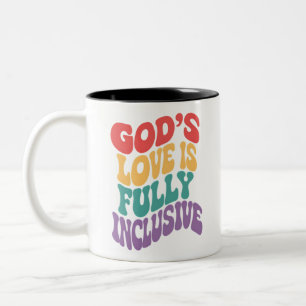 Gottes Liebe ist voll inklusiv christlich Jesus LG Zweifarbige Tasse