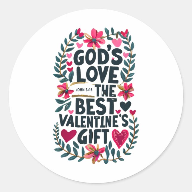 Gottes Liebe Valentingeschenk Runder Aufkleber (Vorderseite)