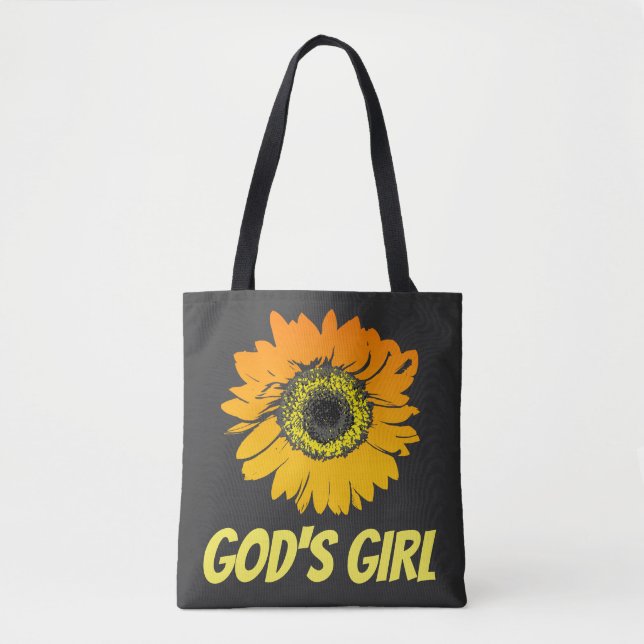 GOTTES MÄDCHEN CHRISTLICHE SONNENBLUMENTASCHE (Vorderseite)