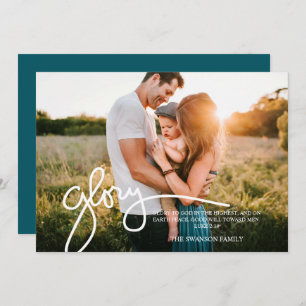 Gottes Ruhm im höchsten Foto handgeschrieben Feiertagskarte