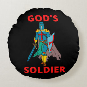 Gottes Soldat in Waffen Rundes Kissen