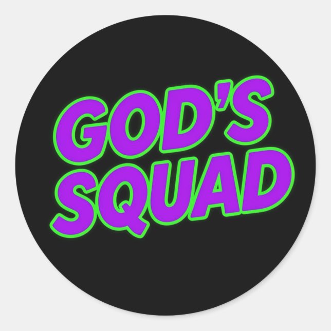 Gottes Squad Runder Aufkleber (Vorderseite)