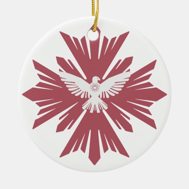 Gottes Taube des Friedens Keramik Ornament (Vorne)