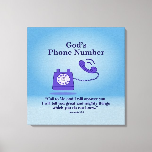Gottes Telefonnummer Jeremiah 33:3 Leinwanddruck (Vorderseite)