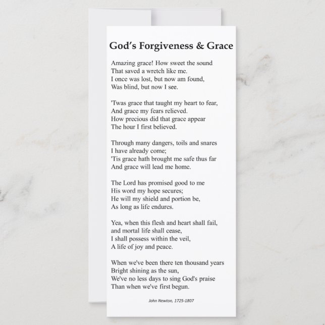 Gottes Vergebung und Grace-Gebetskarte (Vorderseite)