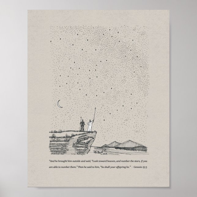 Gottes Versprechen an Abraham - Genesis 15:5 Bibel Poster (Vorne)
