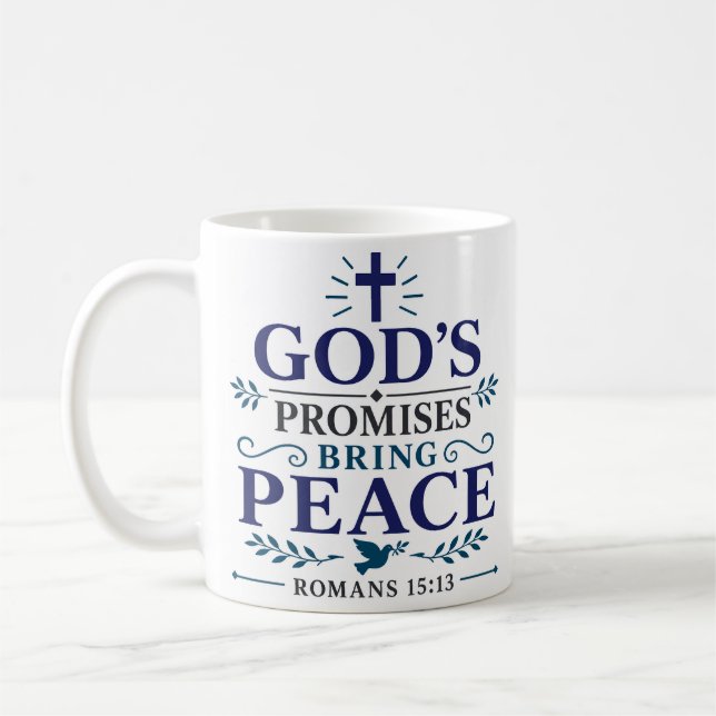 Gottes Versprechen bringen Frieden Morgen-Andachts Kaffeetasse (Links)